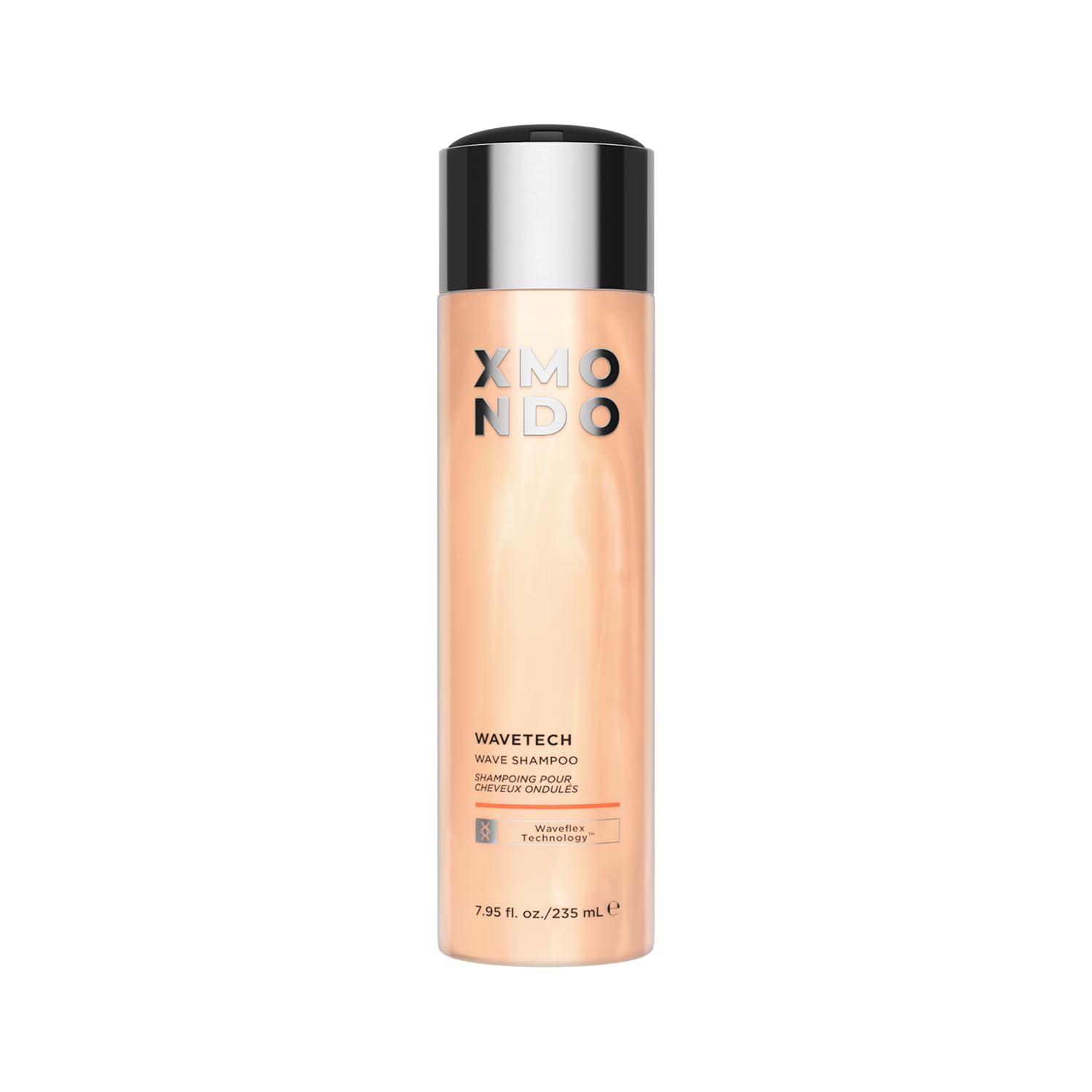 XMONDO Hair Wavetech shampoo bottle showing hydrating formula for soft waves