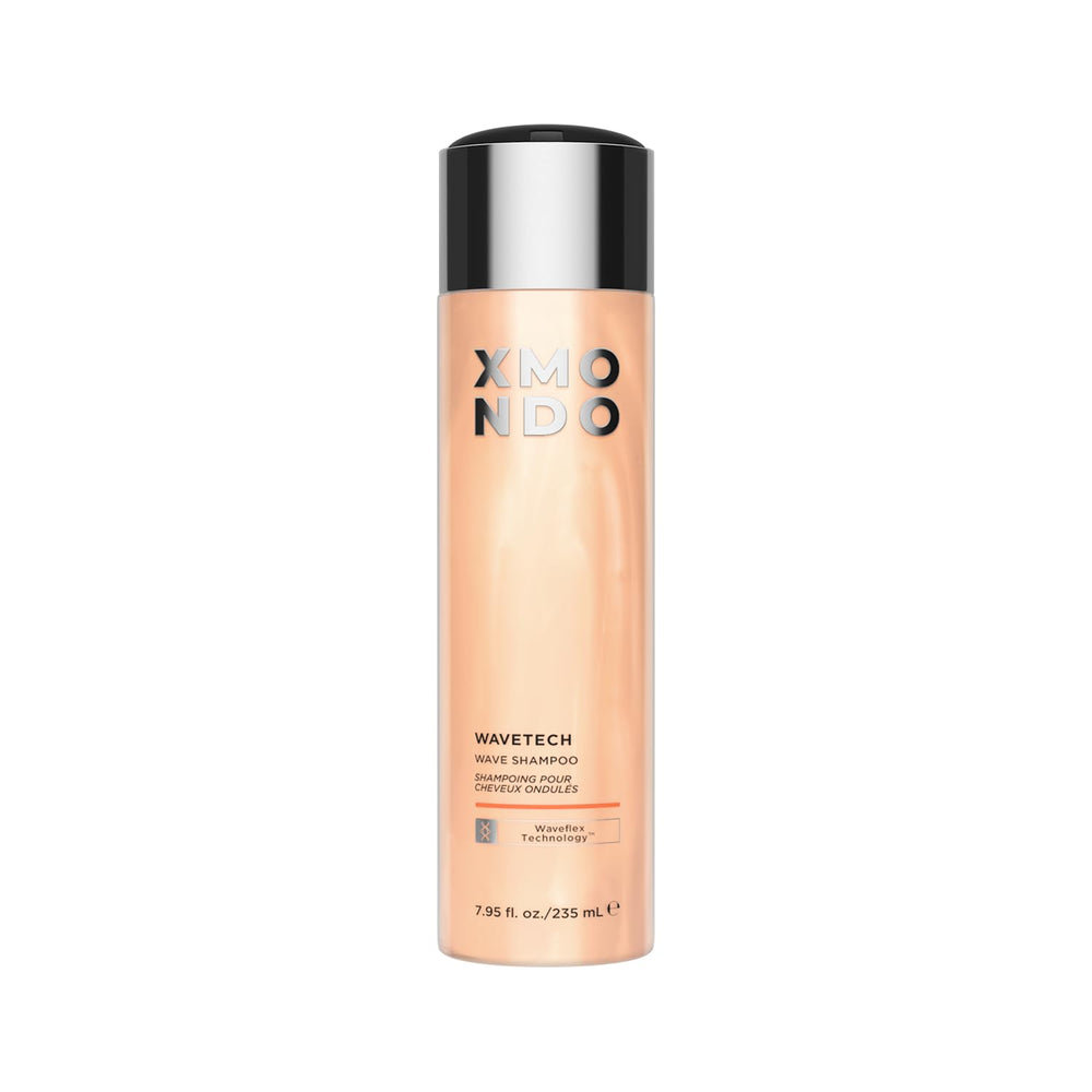 XMONDO Hair Wavetech shampoo bottle showing hydrating formula for soft waves