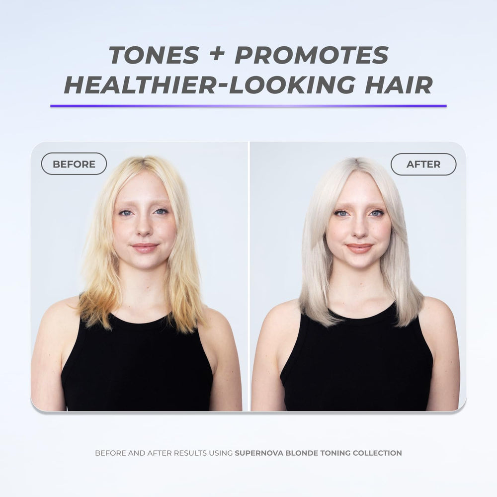 XMONDO Supernova Blonde Toning Mask label bottle highlights easy weekly use for salon-like results