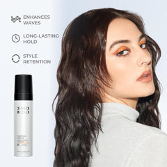 XMONDO Wave Foam dispense close-up shows creamy texture ready for styling.