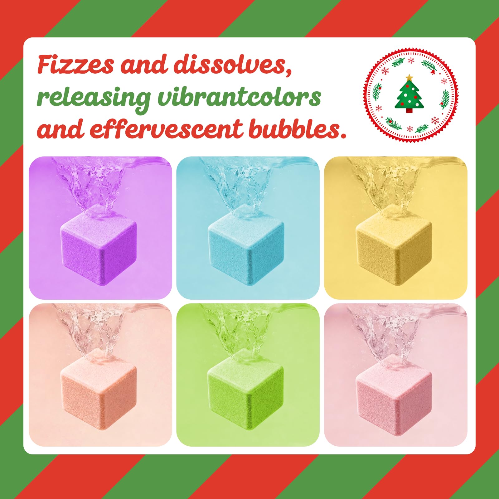 XmtJXn christmas bath bombs unboxing cubes reveal colorful surprises.