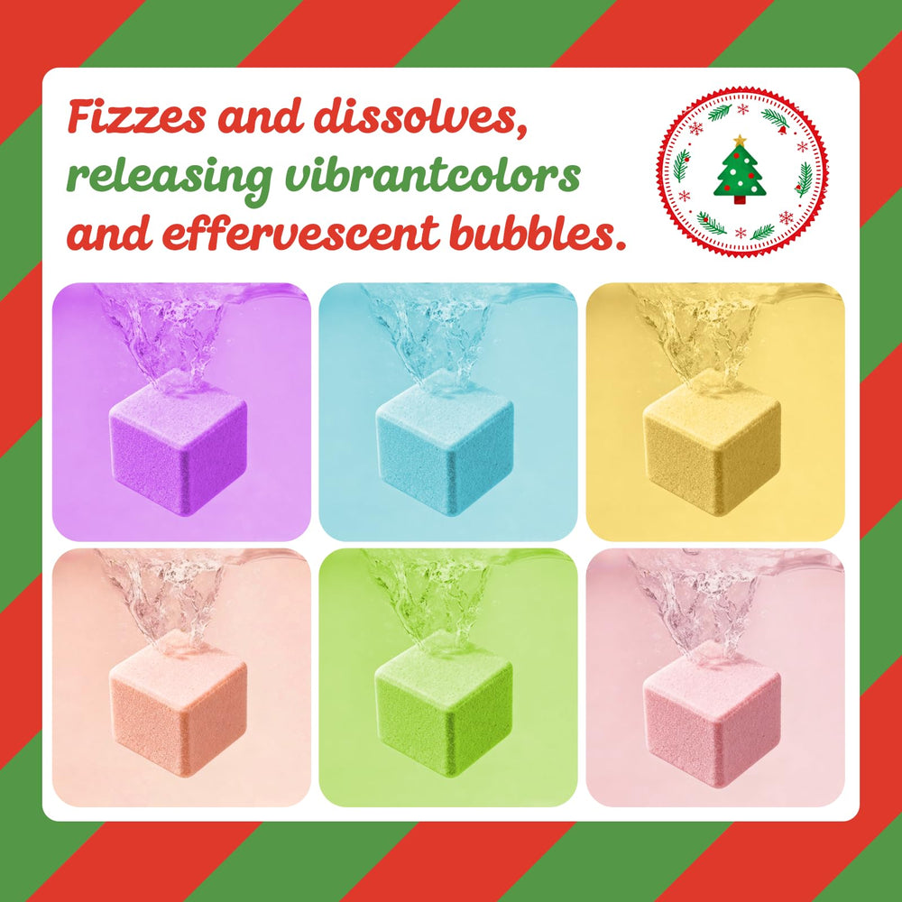 XmtJXn christmas bath bombs unboxing cubes reveal colorful surprises.