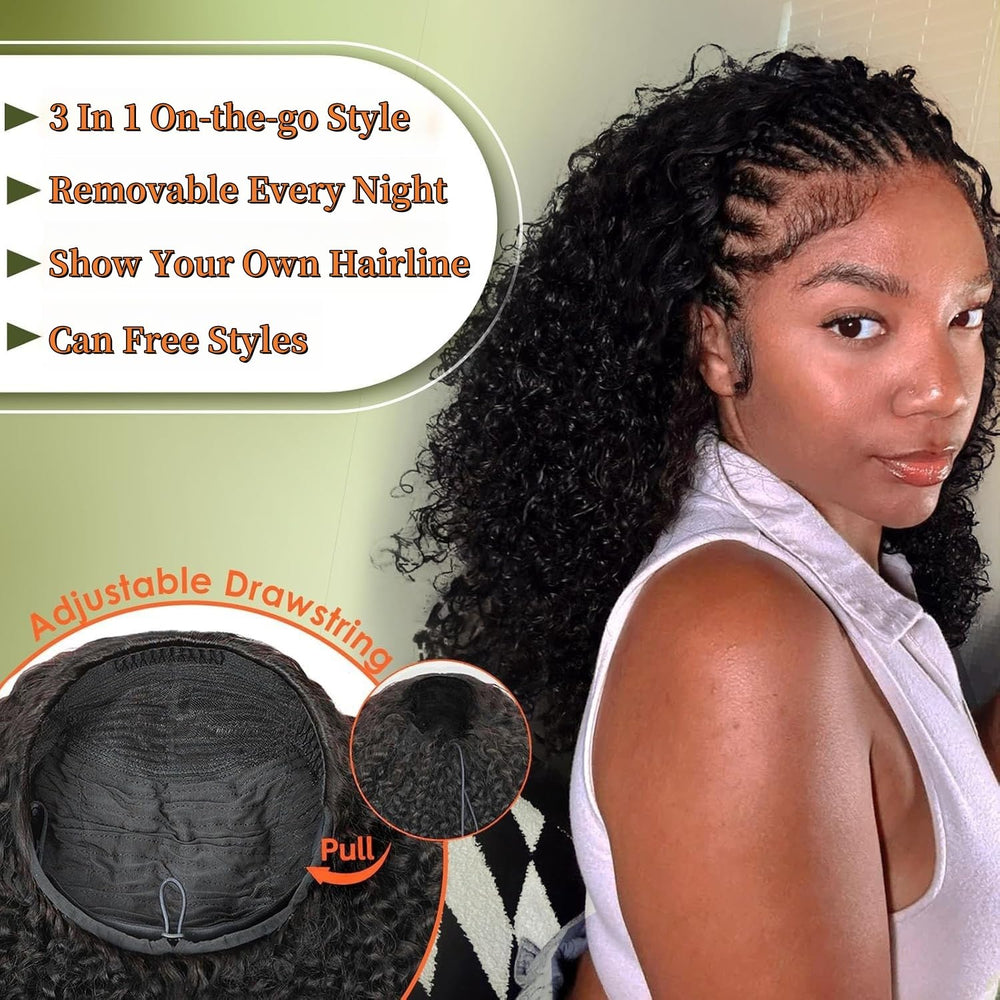 XNAIRA drawstring half wig cap with four extended combs for secure comfortable fit