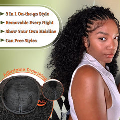 XNAIRA drawstring half wig cap with four extended combs for secure comfortable fit