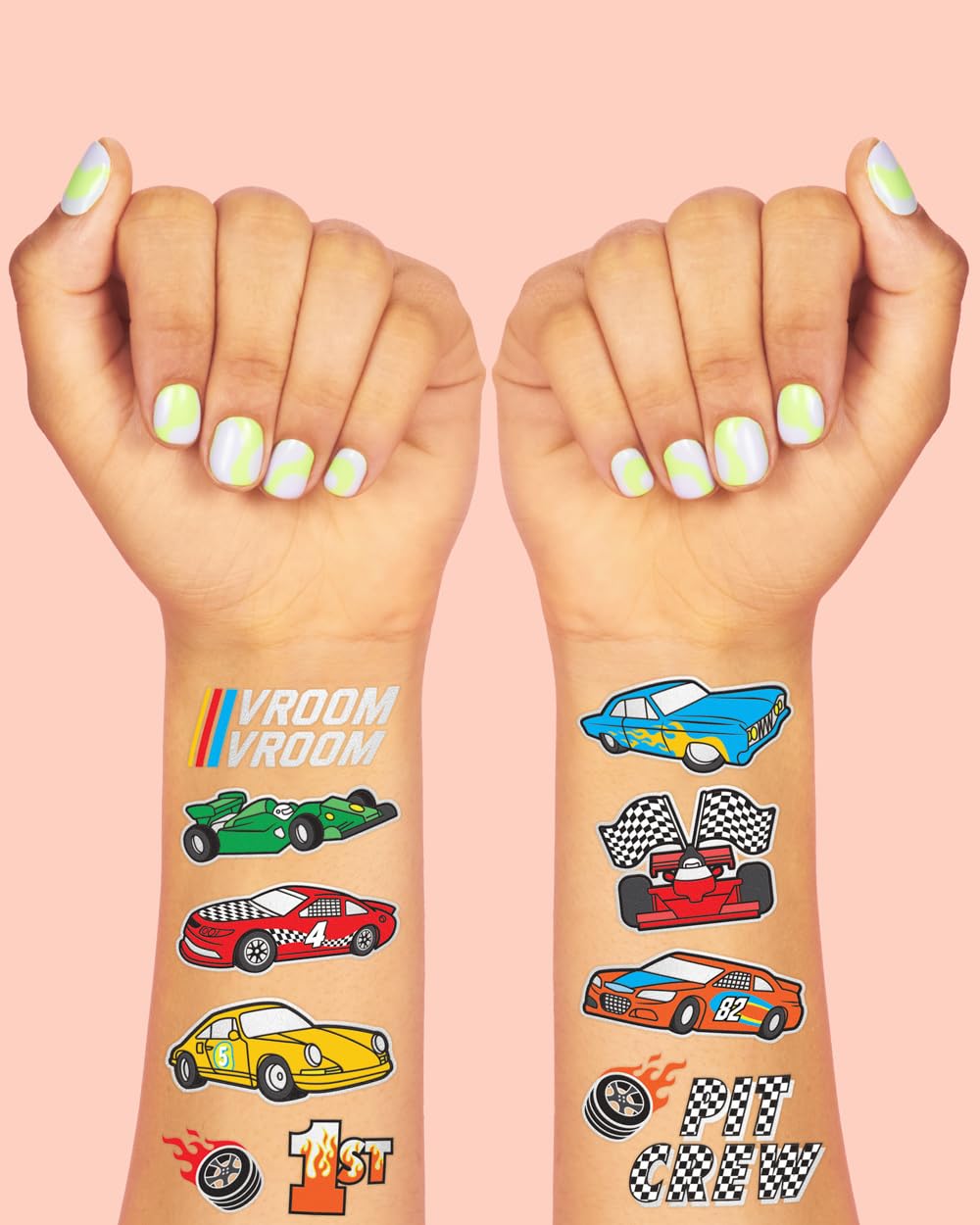 xo fetti checkered flag foil tattoo design sheet, ideal for party styling