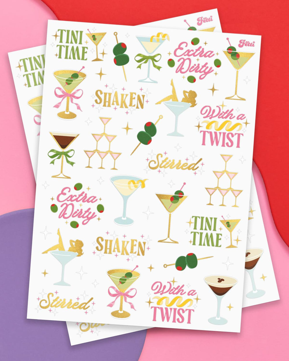 xo, Fetti dirty martini tattoo design for party favors.