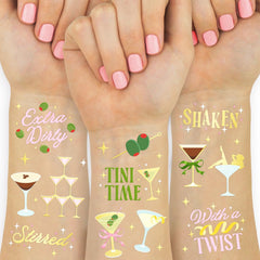 xo, Fetti tattoos olives design adds festive cocktail vibes for parties.