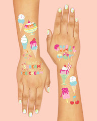 xo, fetti ice cream tattoos - glitter confetti designs for sparkling keepsakes.