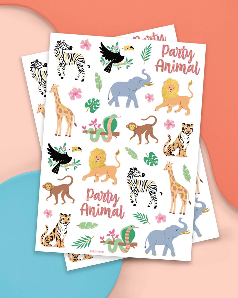 xo, Fetti jungle tattoos show monkeys, zebras, and tigers for safari party fun