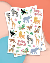 xo, Fetti jungle tattoos show monkeys, zebras, and tigers for safari party fun
