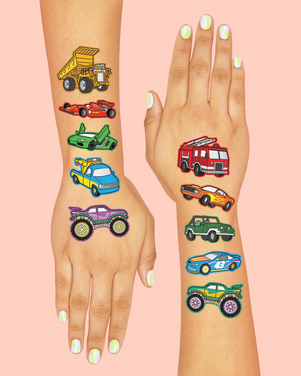 xo, Fetti monster truck foil tattoos add excitement to party decor