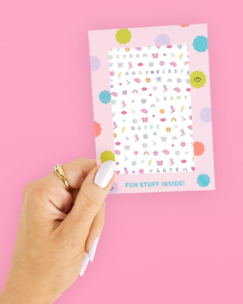 xo, Fetti nail stickers full-color icons for playful celebrations.