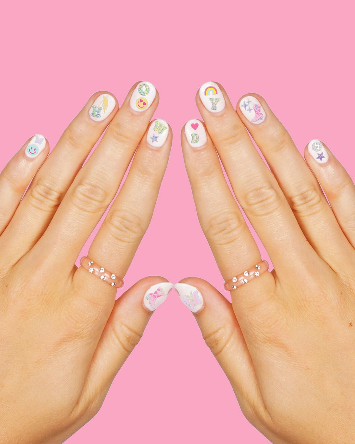 xo, Fetti nail stickers hearts and pink cowgirl boots for cute looks.