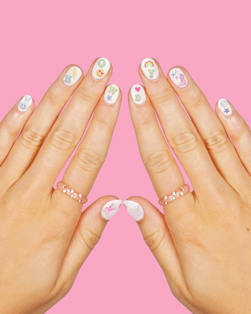 xo, Fetti nail stickers hearts and pink cowgirl boots for cute looks.