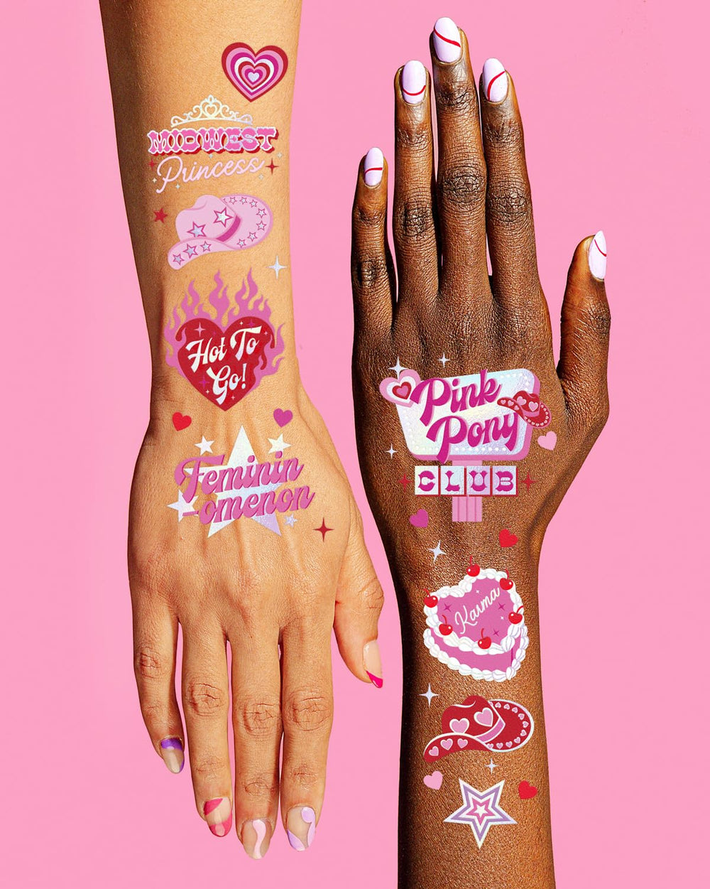 xo, Fetti pink pony club hearts tattoos playful touch