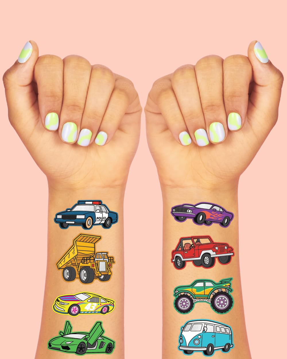 xo, Fetti race car foil tattoos feature bold designs for kids' parties