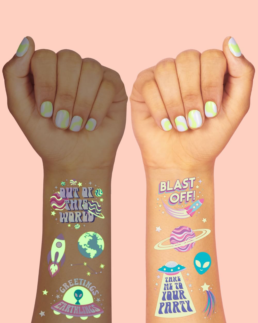 xo, Fetti rocket ship tattoos ideal for party decorations and activities