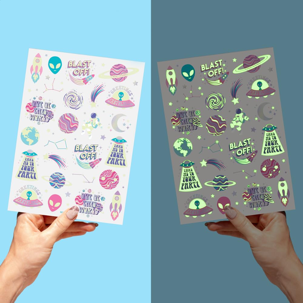 xo, Fetti planets and astronauts tattoo sheet great for goodie bags