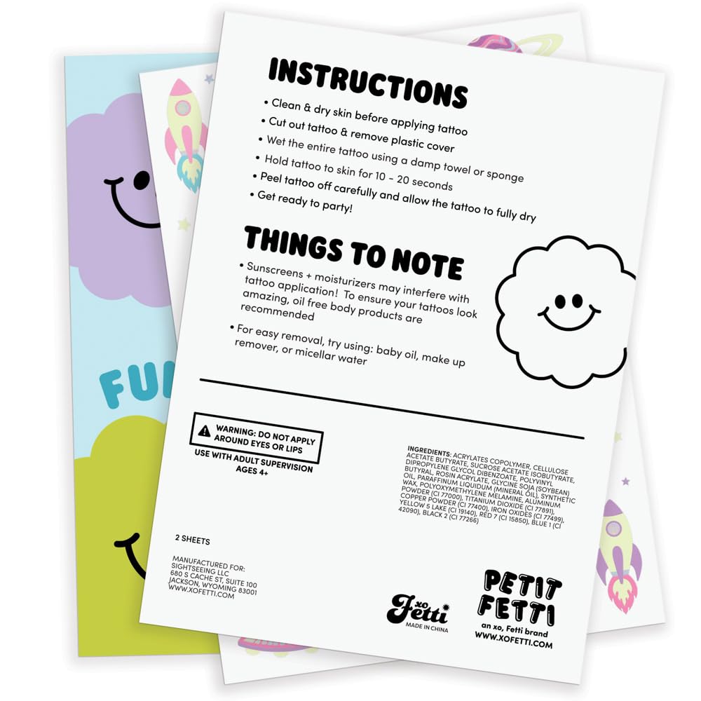 xo, Fetti sheet size 8.25x6 inches for quick application