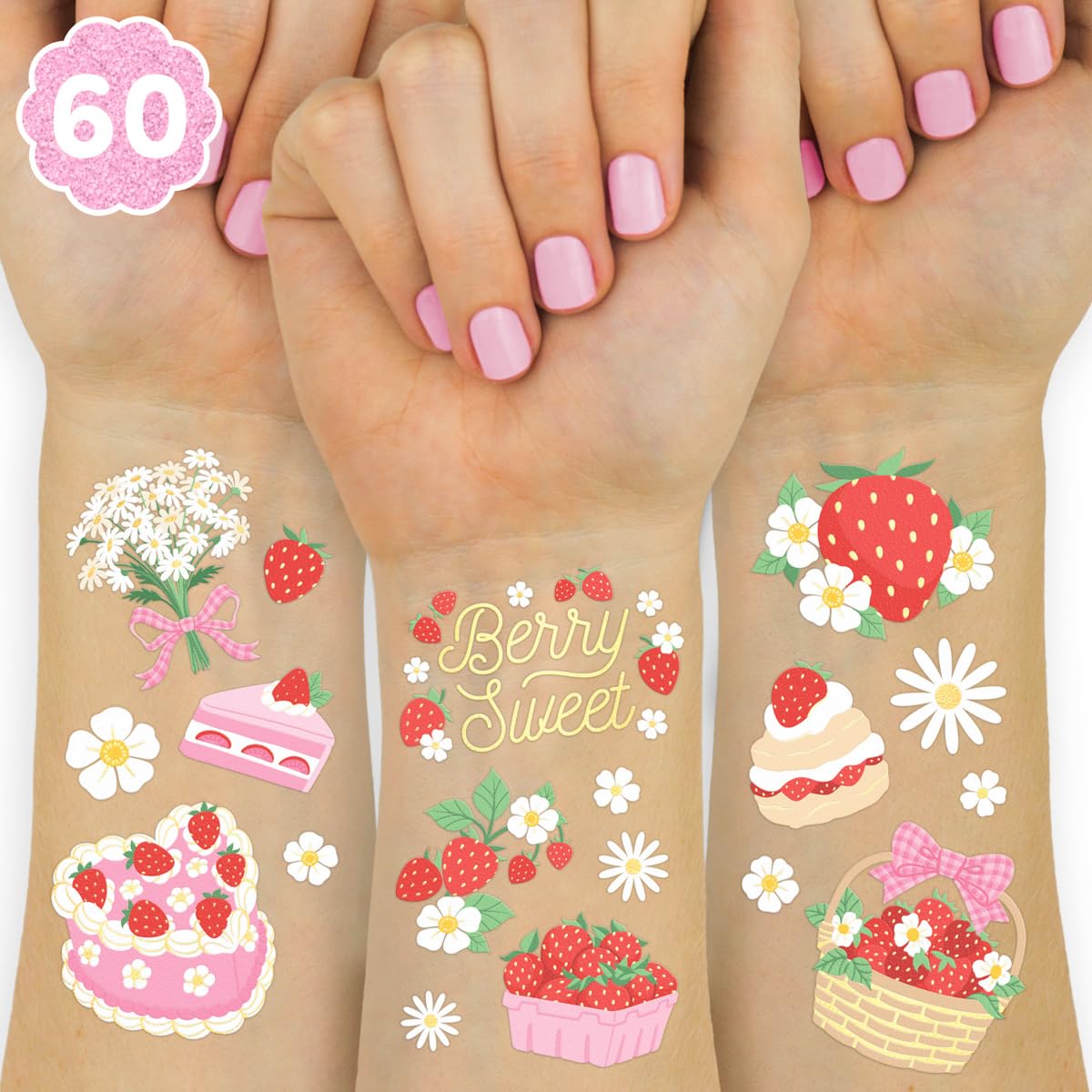 xo-fetti strawberry tattoos two sheets provide party-ready guest favors.