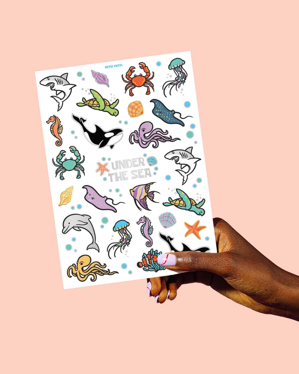 Tatuaje xo Fetti tiburones pequeños ideal para juegos.