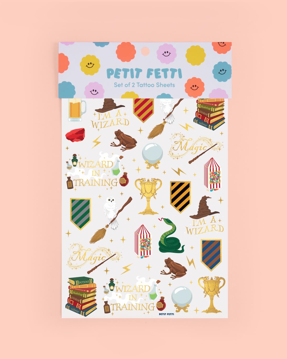 xo, Fetti wizard tattoos stars crest design adds shimmer to costumes and favors