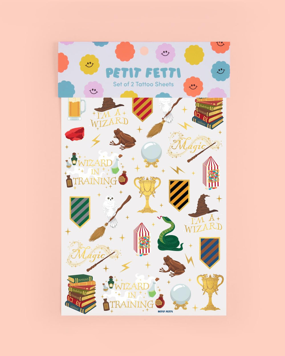 xo, Fetti wizard tattoos stars crest design adds shimmer to costumes and favors