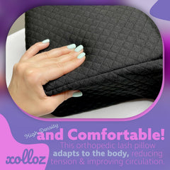 XOLLOZ Lash Pillow neck support aids proper posture during work.