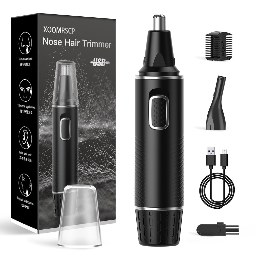 XOOMRSCP nose trimmer front view with a sleek black-silver finish for quick grooming