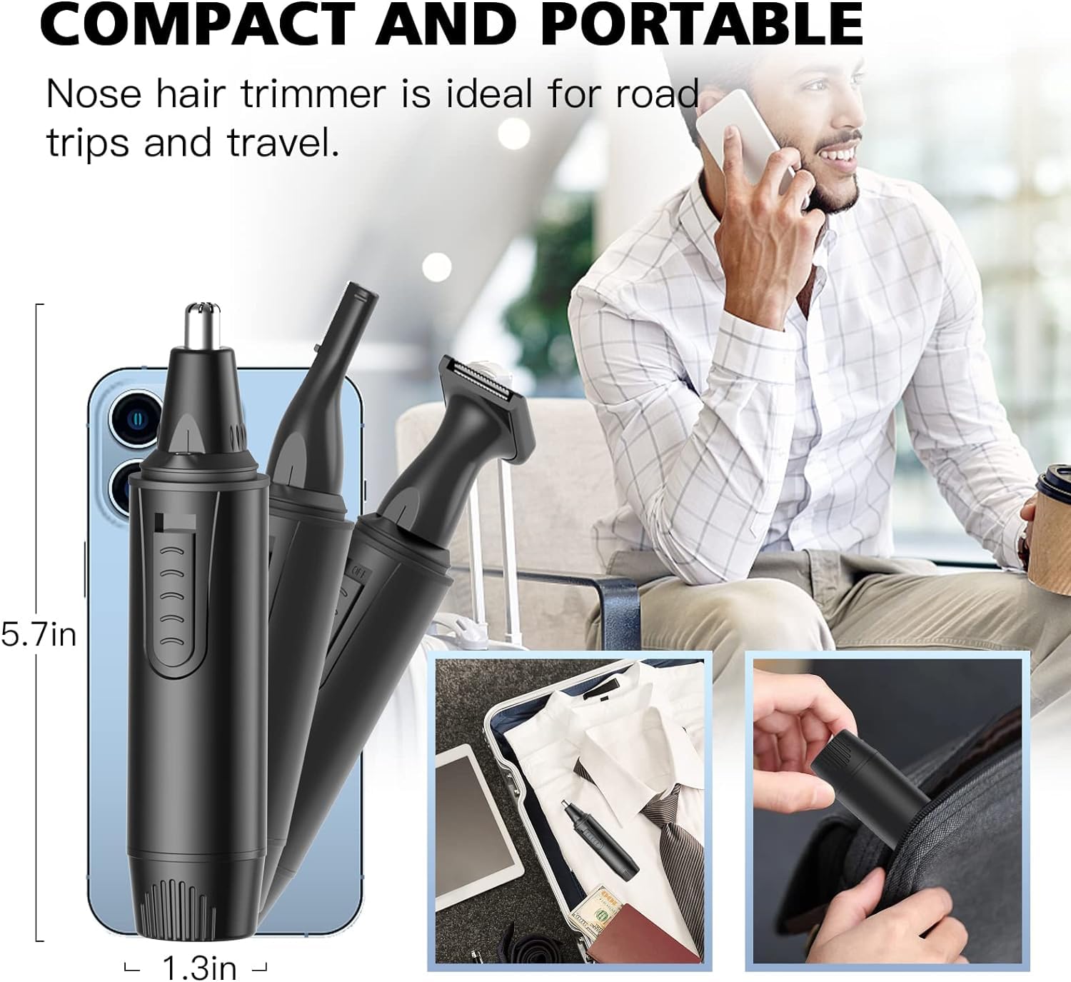 XOOMRSCP nose trimmer ink black compact design boosts travel grooming