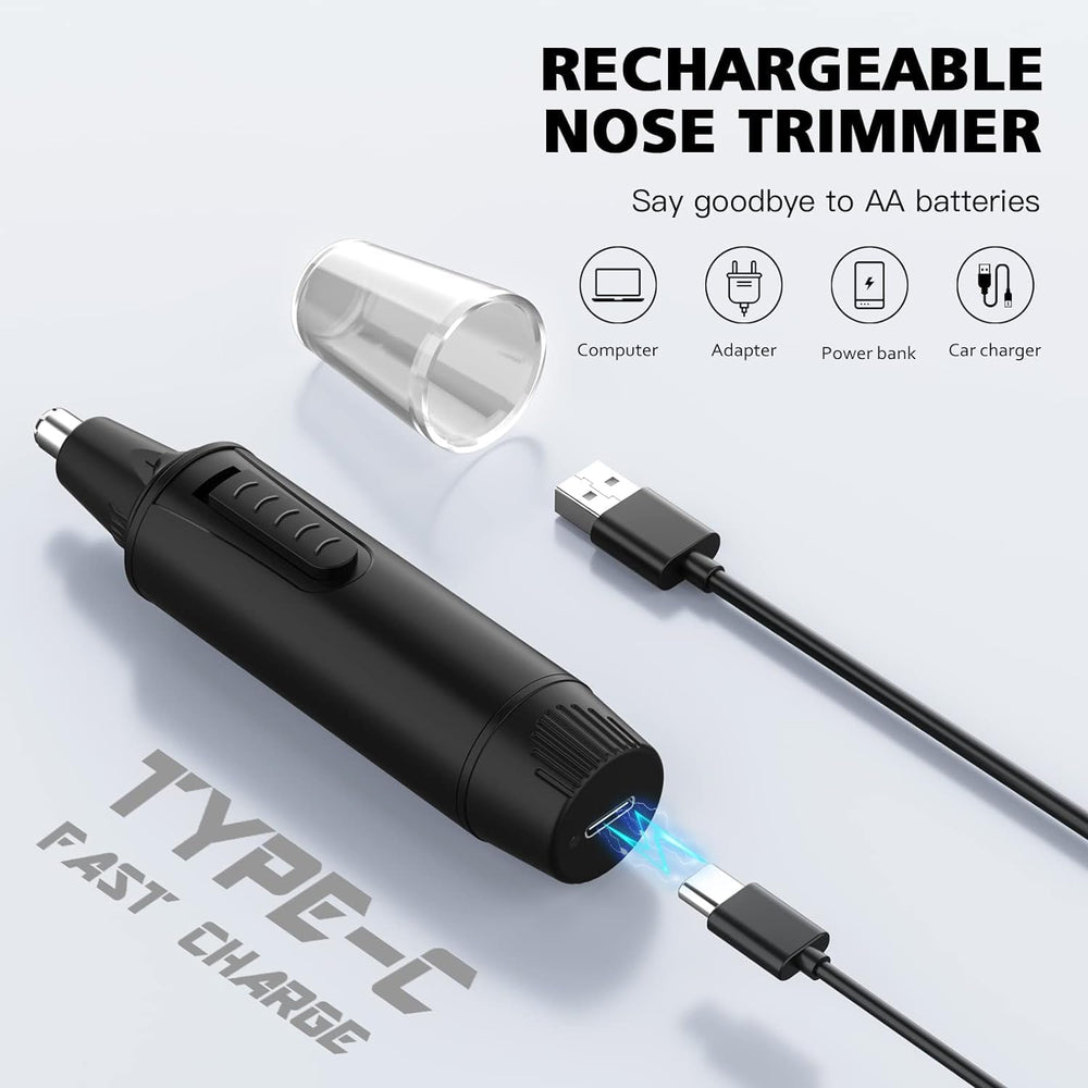 XOOMRSCP nose trimmer ink black USB charging view for quick recharge