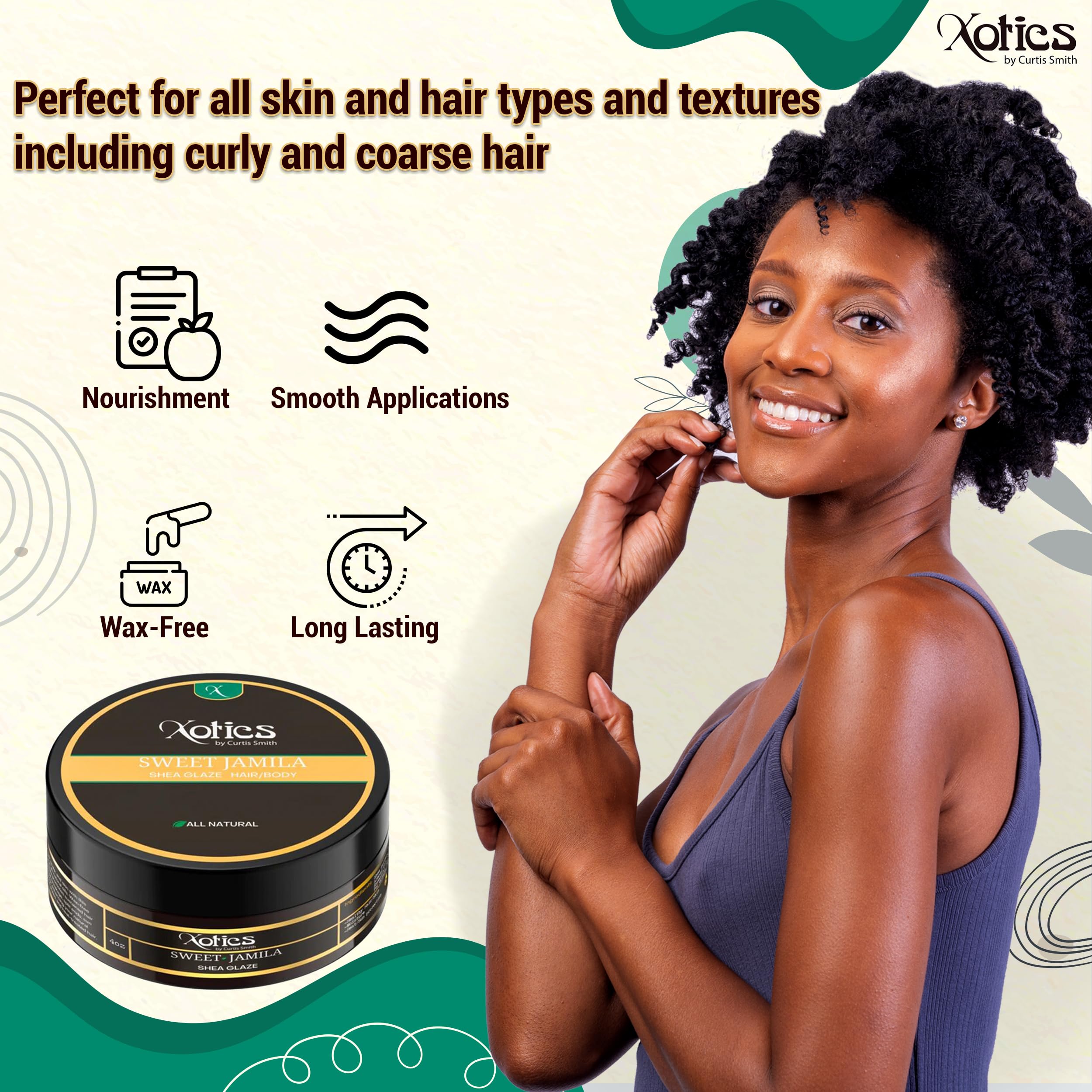 Hands applying Xotics Sweet Jamila glaze for versatile styling.