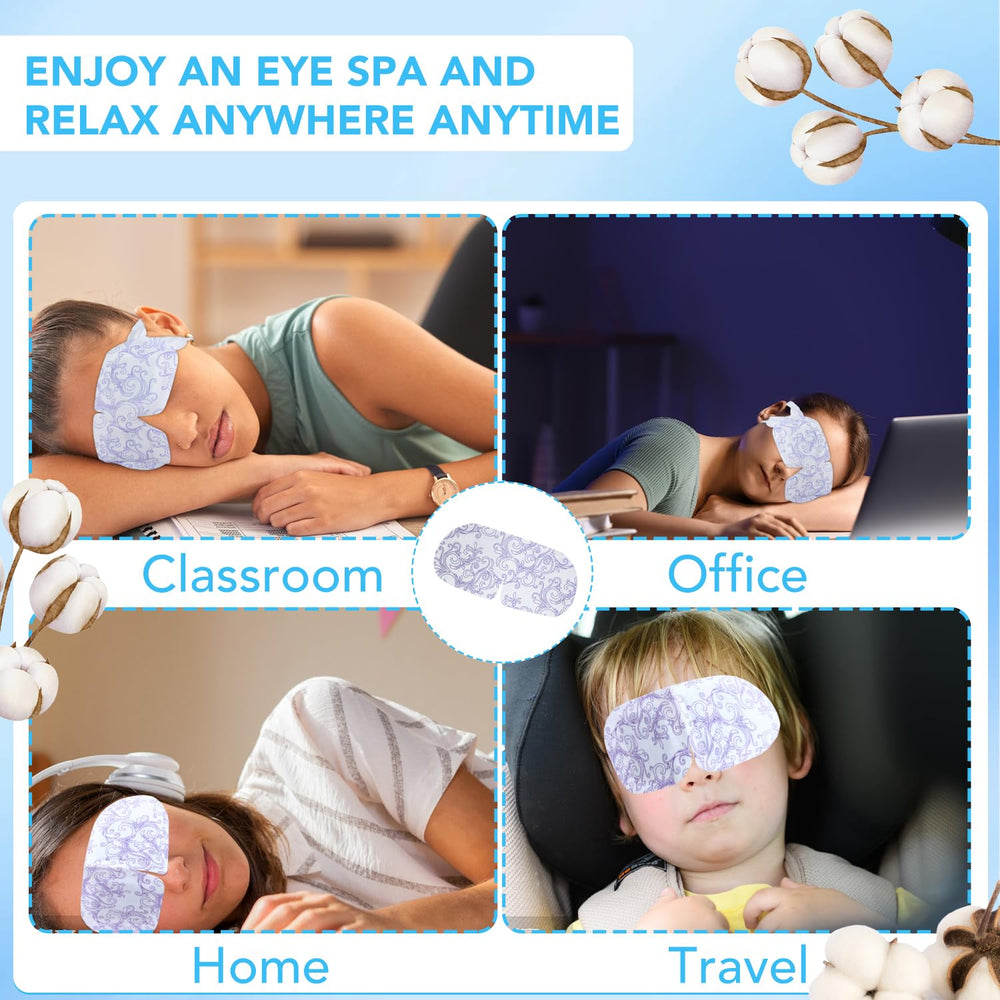 XPCARE eye mask used during flight or office break for eye comfort.