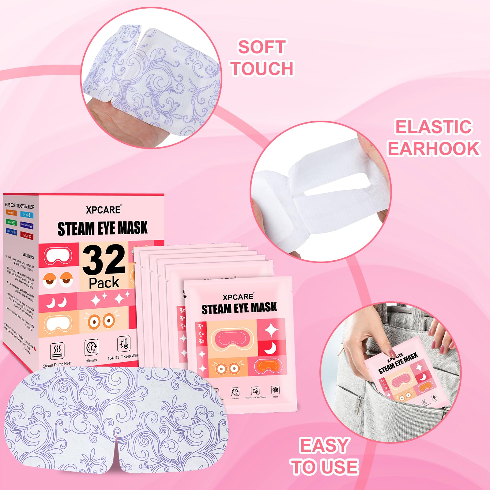 XPCARE mascarilla rosa sin necesidad de microondas, uso inmediato y limpio.