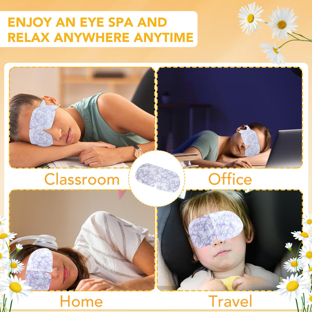 XPCARE eye mask fit with elastic ear hooks on model demonstrates comfortable wear all day.