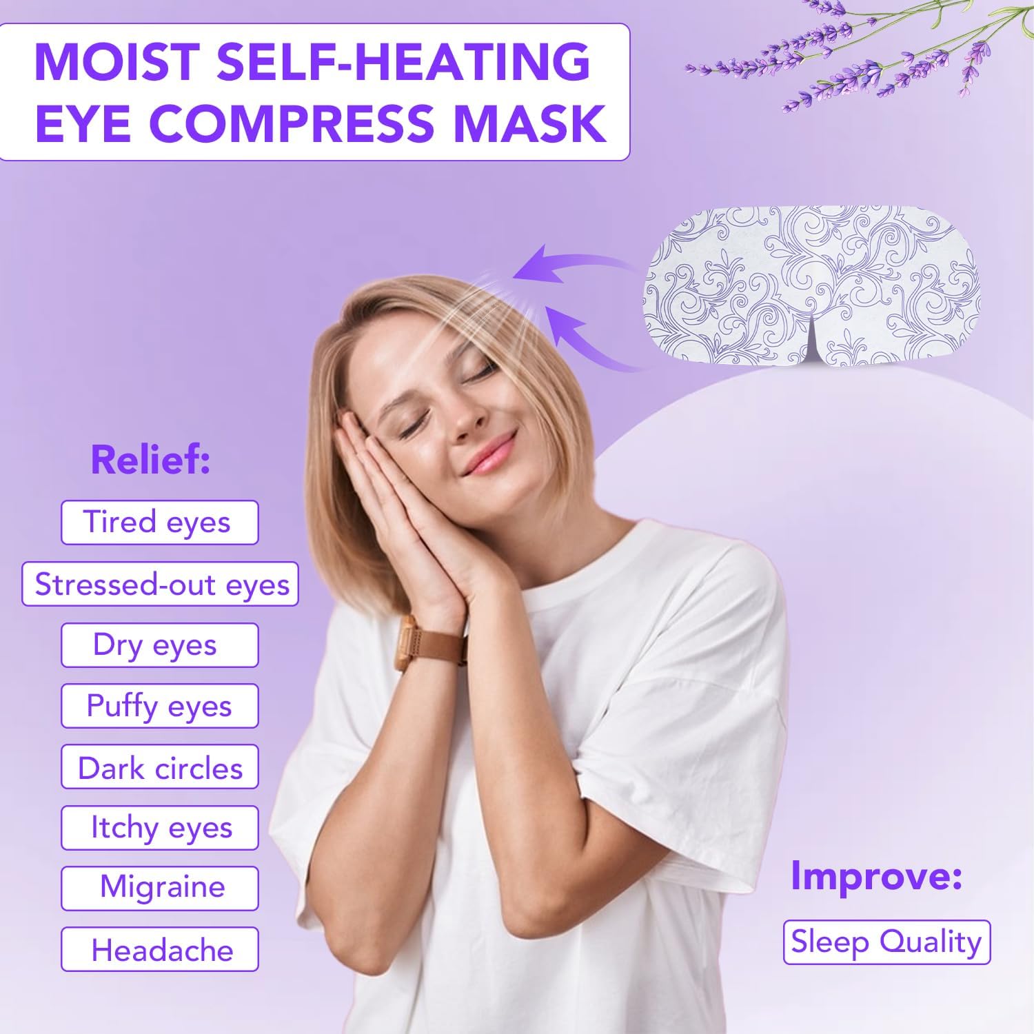 XPCARE steam eye mask outer box highlights 60-count convenience and easy gifting.