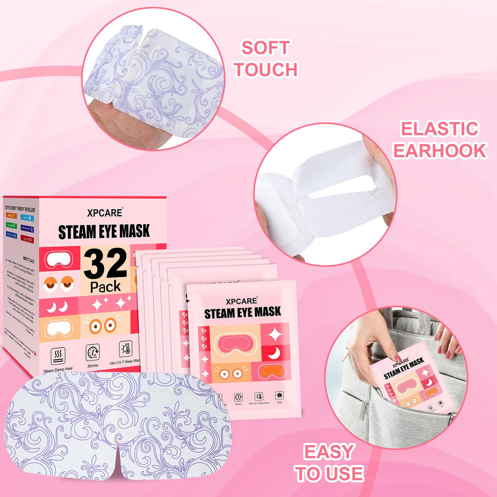 XPCARE rose steam eye masks travel friendly setup for planes and trains