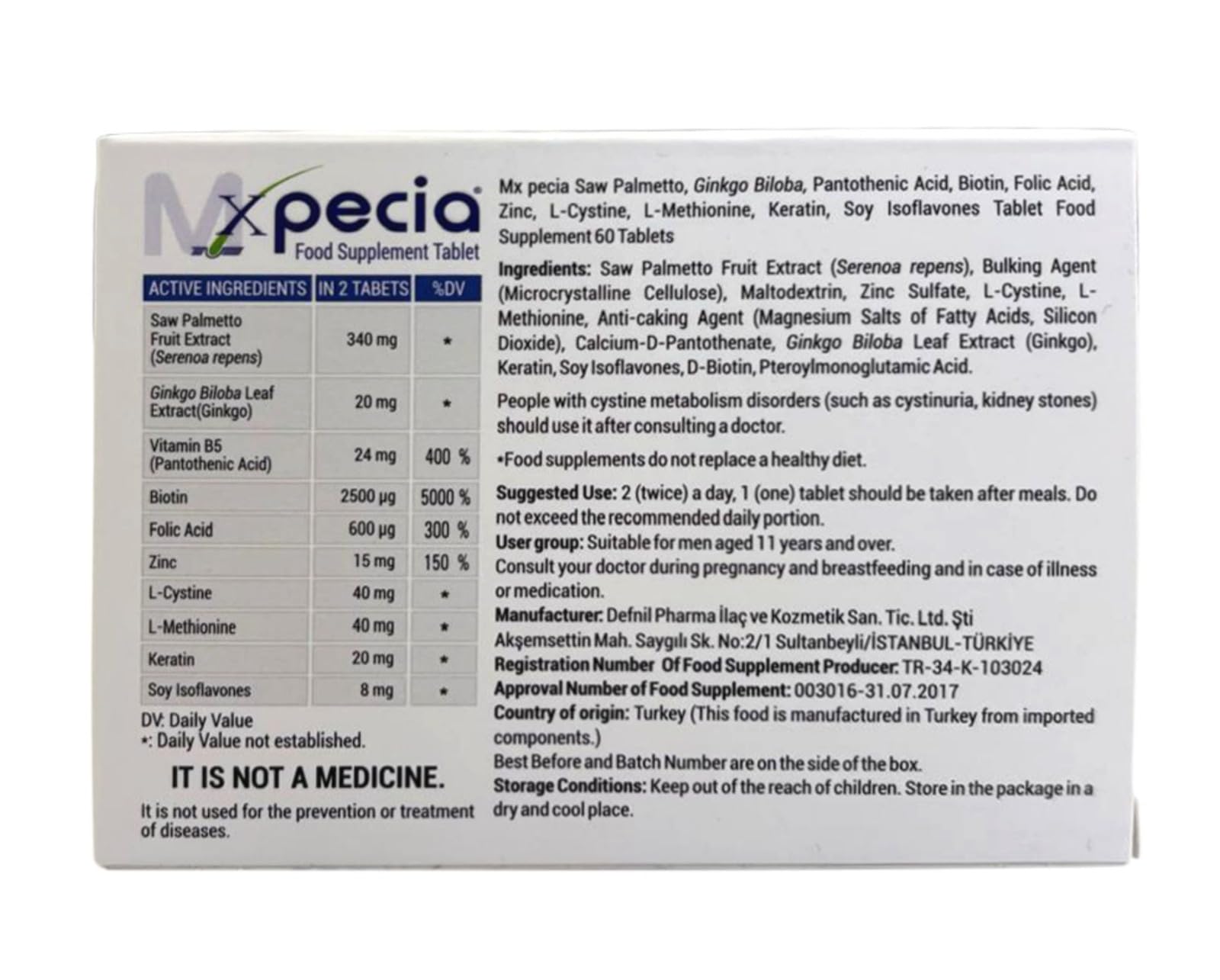 XPECIA for Men DHT blocker ingredients close-up highlights science-backed components