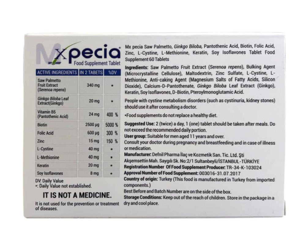 XPECIA for Men DHT blocker ingredients close-up highlights science-backed components