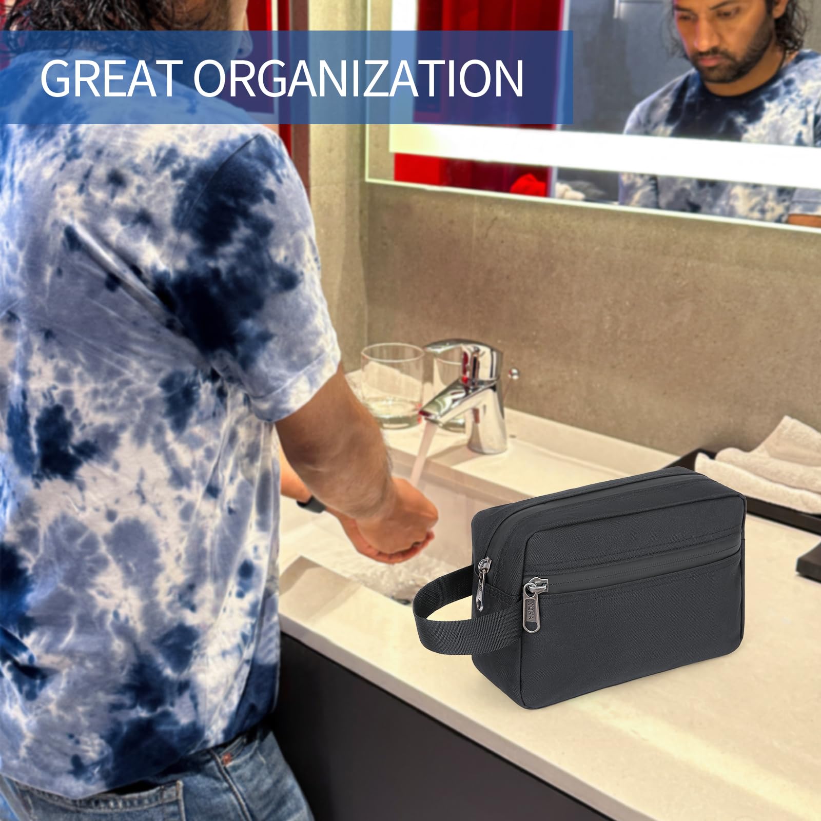 XQXA Toiletry Bag size and organization features for gym or travel.