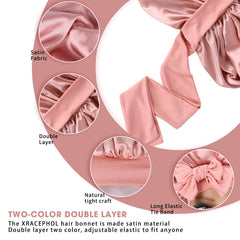 XRACEPHOL Silk Bonnet with adjustable tie for versatile nightwear and styling