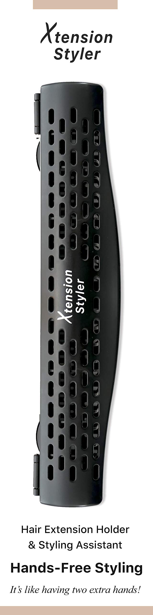 Xtension Styler's high-capacity holder supports up to 200 grams of hair.