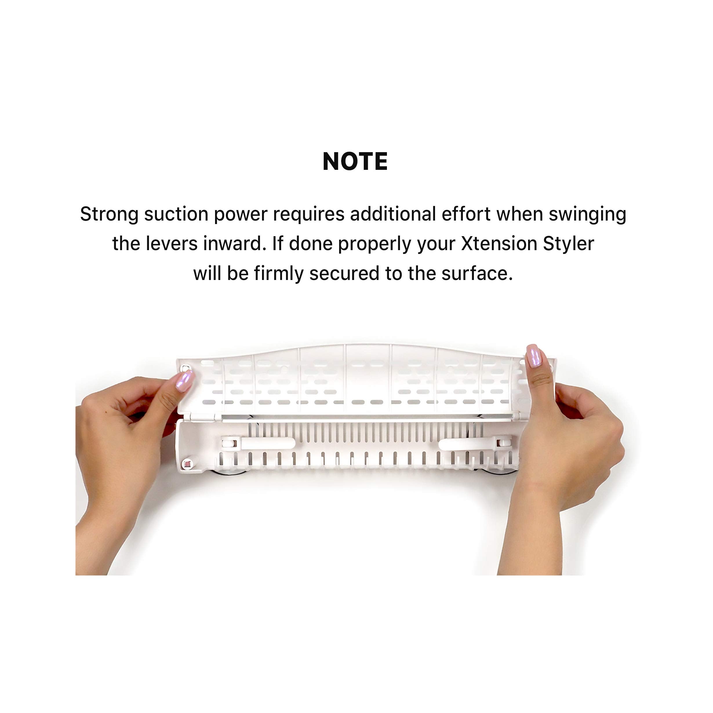 Xtension Styler extension display showcases organized, glossy wefts for clients.