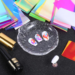 Xthrotsenk dichroic film iridescent nail foil showing rainbow hues for reflective designs