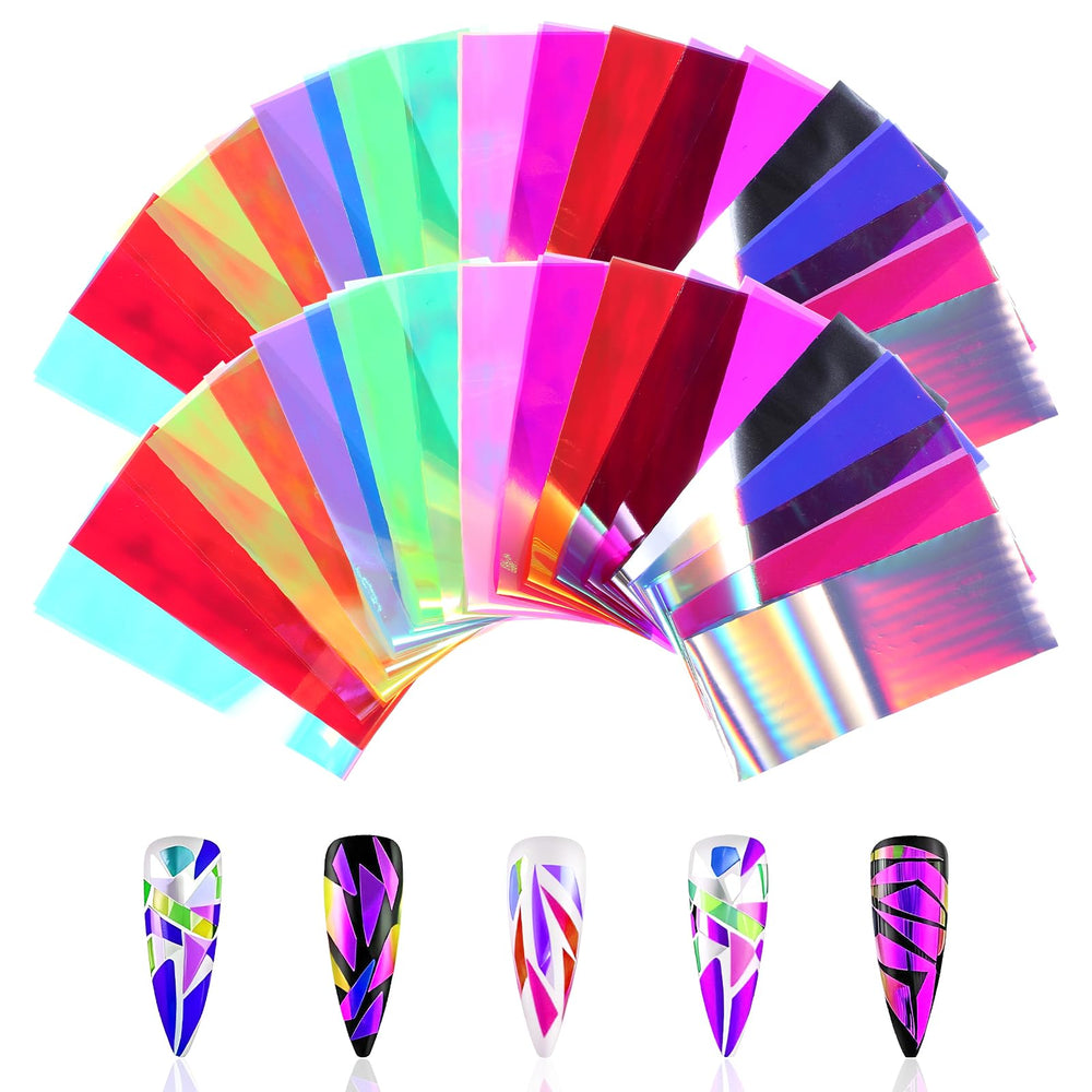 Xthrotsenk iridescent nail art glass paper foil with aurora shimmer for striking nails