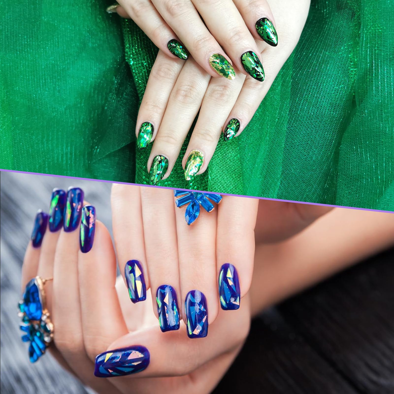 Xthrotsenk multi-color nail foil pack close-up showing color variety and texture