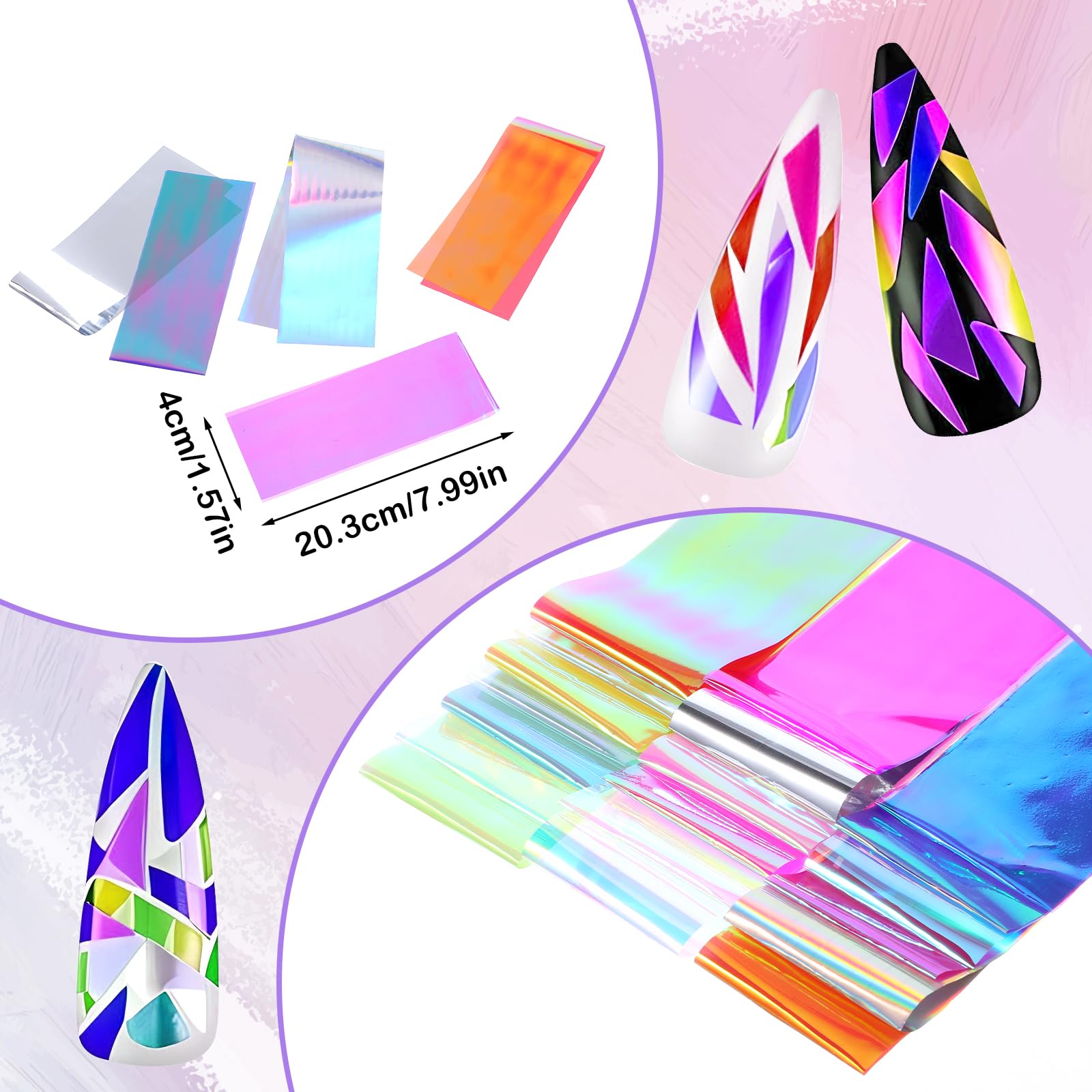 Xthrotsenk rainbow paper nail foil with soft shine for creative gradient nails