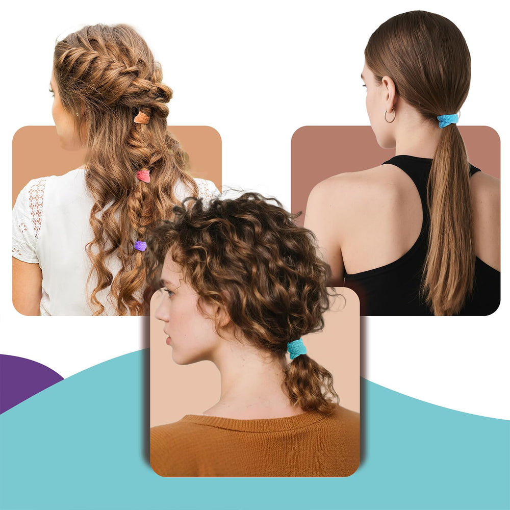 XTIIEED tangle-free-hair-tie in use for braids and buns.