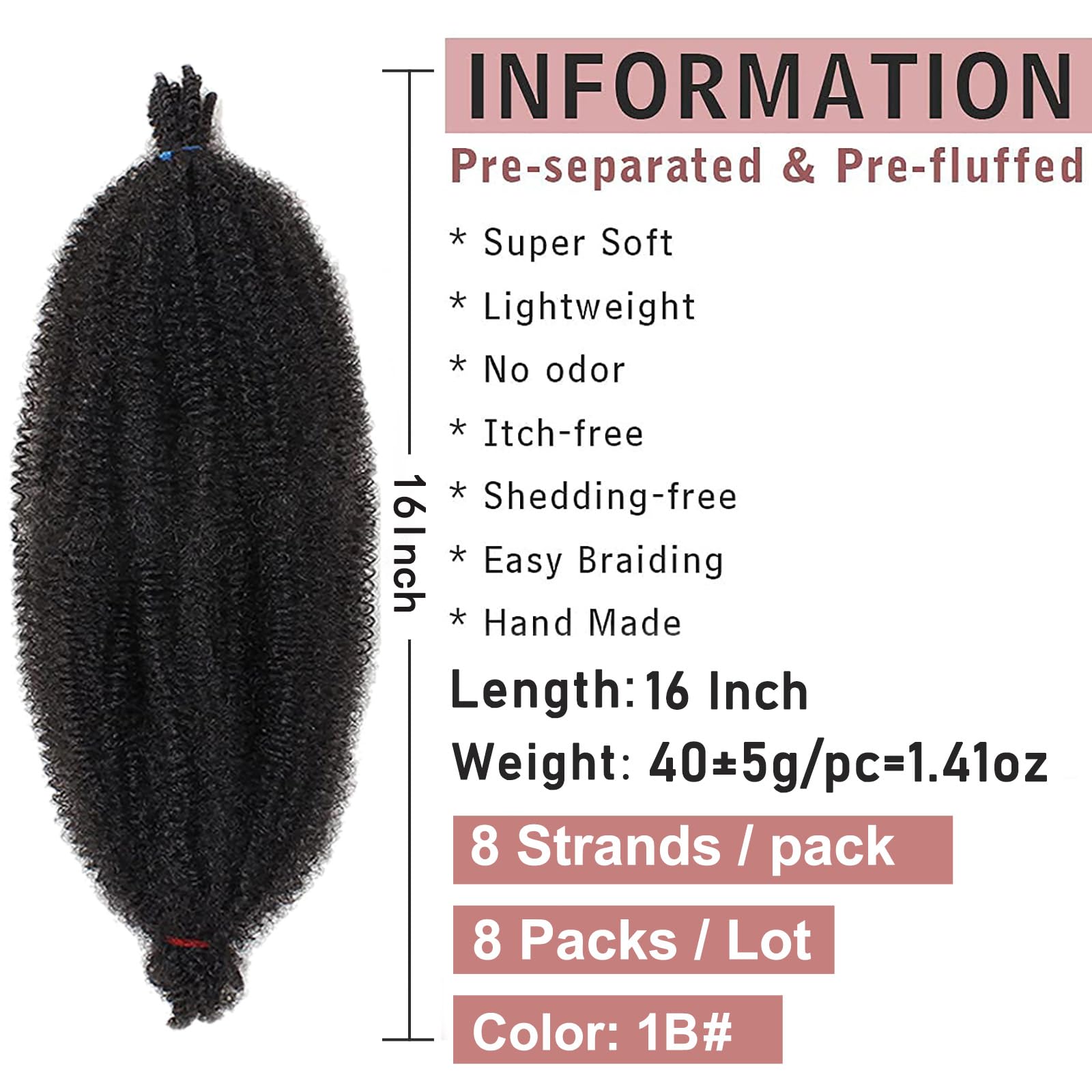XTREND spring twist hair close-up with eight strands per pack for flexible styling.