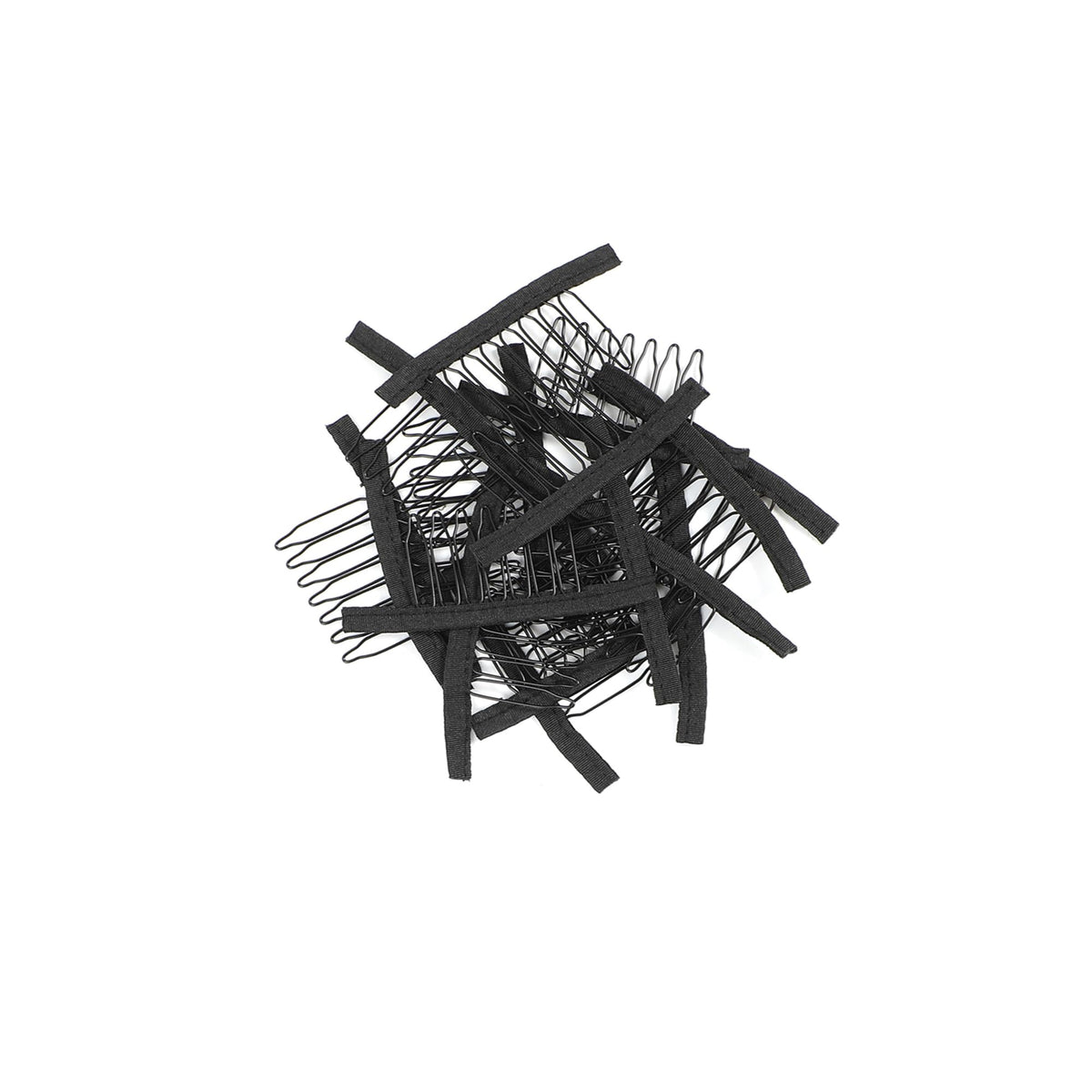 Xuxisowo wig clips pack shows 30 black 7-teeth clips for secure wig attachment
